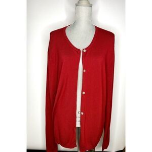 Coldwater Creek Red Button Down Cardigan Plus Size Womens 2X